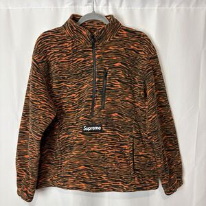 Supreme Polartec Authentic Quarter Zip Fleece Orange Black Tiger Stripe Medium